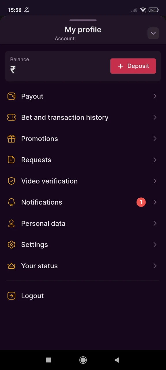 Open the section with input of funds to Battery.